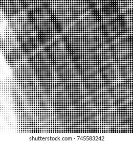 Spotted black and white grunge vector line background. Abstract halftone illustration background. Grunge grid polka dot background pattern