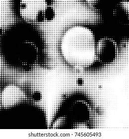 Spotted black and white grunge vector line background. Abstract halftone illustration background. Grunge grid polka dot background pattern