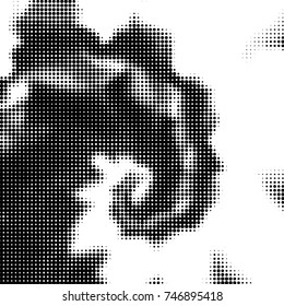Spotted black and white grunge vector line background. Abstract halftone illustration background. Grunge grid polka dot background pattern