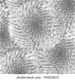 Spotted black and white grunge vector line background. Abstract halftone illustration background. Grunge grid polka dot background pattern