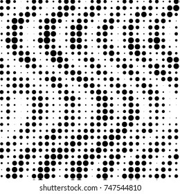 Spotted black and white grunge vector line background. Abstract halftone illustration background. Grunge grid polka dot background pattern