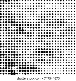 Spotted black and white grunge vector line background. Abstract halftone illustration background. Grunge grid polka dot background pattern