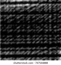 Spotted black and white grunge vector line background. Abstract halftone illustration background. Grunge grid polka dot background pattern
