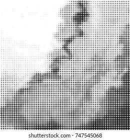 Spotted black and white grunge vector line background. Abstract halftone illustration background. Grunge grid polka dot background pattern