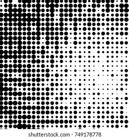 Spotted black and white grunge vector line background. Abstract halftone illustration background. Grunge grid polka dot background pattern