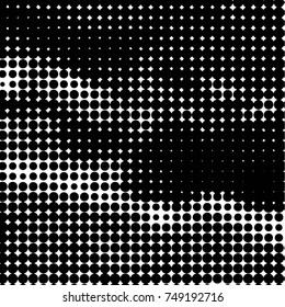 Spotted black and white grunge vector line background. Abstract halftone illustration background. Grunge grid polka dot background pattern