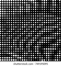 Spotted black and white grunge vector line background. Abstract halftone illustration background. Grunge grid polka dot background pattern