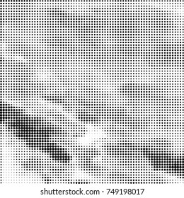 Spotted black and white grunge vector line background. Abstract halftone illustration background. Grunge grid polka dot background pattern