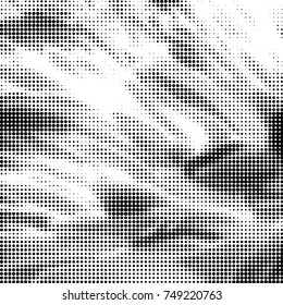Spotted black and white grunge vector line background. Abstract halftone illustration background. Grunge grid polka dot background pattern