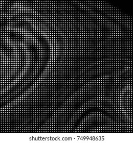 Spotted black and white grunge vector line background. Abstract halftone illustration background. Grunge grid polka dot background pattern