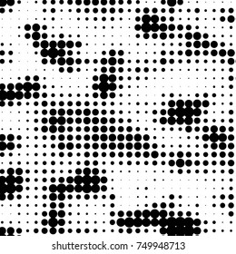 Spotted black and white grunge vector line background. Abstract halftone illustration background. Grunge grid polka dot background pattern
