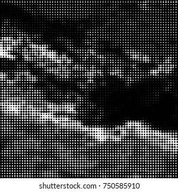 Spotted black and white grunge vector line background. Abstract halftone illustration background. Grunge grid polka dot background pattern