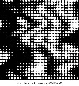 Spotted black and white grunge vector line background. Abstract halftone illustration background. Grunge grid polka dot background pattern