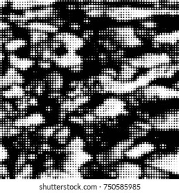 Spotted black and white grunge vector line background. Abstract halftone illustration background. Grunge grid polka dot background pattern
