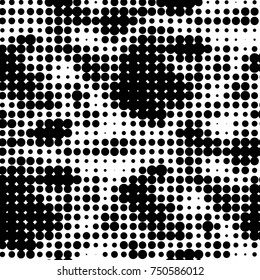 Spotted black and white grunge vector line background. Abstract halftone illustration background. Grunge grid polka dot background pattern