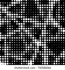 Spotted black and white grunge vector line background. Abstract halftone illustration background. Grunge grid polka dot background pattern
