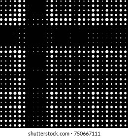 Spotted black and white grunge vector line background. Abstract halftone illustration background. Grunge grid polka dot background pattern