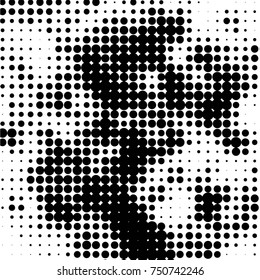 Spotted black and white grunge vector line background. Abstract halftone illustration background. Grunge grid polka dot background pattern