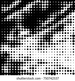 Spotted black and white grunge vector line background. Abstract halftone illustration background. Grunge grid polka dot background pattern