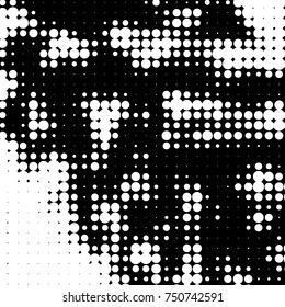 Spotted black and white grunge vector line background. Abstract halftone illustration background. Grunge grid polka dot background pattern