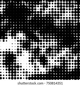 Spotted black and white grunge vector line background. Abstract halftone illustration background. Grunge grid polka dot background pattern