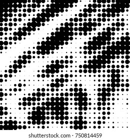 Spotted black and white grunge vector line background. Abstract halftone illustration background. Grunge grid polka dot background pattern