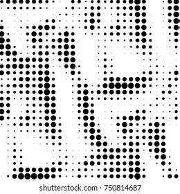 Spotted black and white grunge vector line background. Abstract halftone illustration background. Grunge grid polka dot background pattern