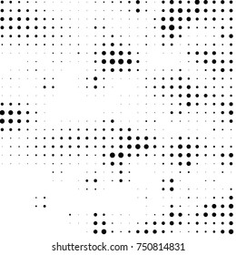 Spotted black and white grunge vector line background. Abstract halftone illustration background. Grunge grid polka dot background pattern