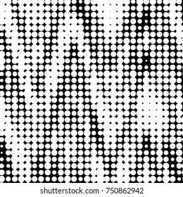 Spotted black and white grunge vector line background. Abstract halftone illustration background. Grunge grid polka dot background pattern