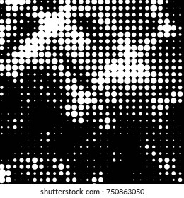 Spotted black and white grunge vector line background. Abstract halftone illustration background. Grunge grid polka dot background pattern