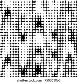 Spotted black and white grunge vector line background. Abstract halftone illustration background. Grunge grid polka dot background pattern
