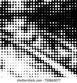 Spotted black and white grunge vector line background. Abstract halftone illustration background. Grunge grid polka dot background pattern