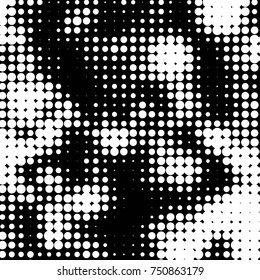 Spotted black and white grunge vector line background. Abstract halftone illustration background. Grunge grid polka dot background pattern