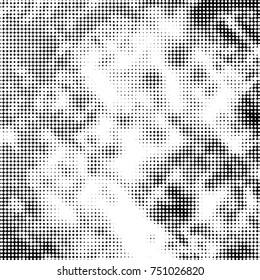 Spotted black and white grunge vector line background. Abstract halftone illustration background. Grunge grid polka dot background pattern