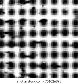 Spotted black and white grunge vector line background. Abstract halftone illustration background. Grunge grid polka dot background pattern