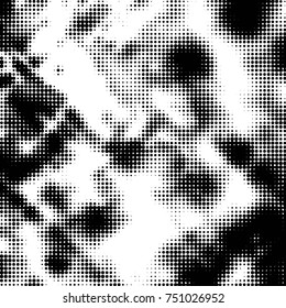Spotted black and white grunge vector line background. Abstract halftone illustration background. Grunge grid polka dot background pattern
