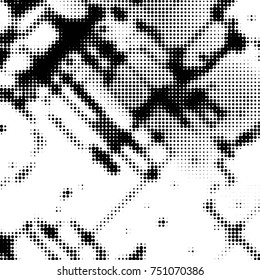 Spotted black and white grunge vector line background. Abstract halftone illustration background. Grunge grid polka dot background pattern