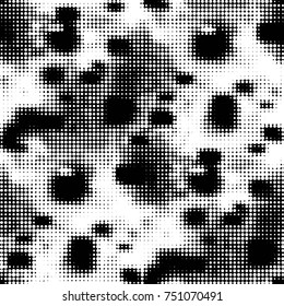 Spotted black and white grunge vector line background. Abstract halftone illustration background. Grunge grid polka dot background pattern