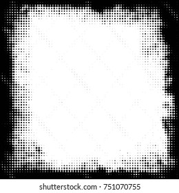 Spotted black and white grunge vector line background. Abstract halftone illustration background. Grunge grid polka dot background pattern