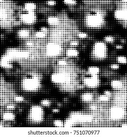 Spotted black and white grunge vector line background. Abstract halftone illustration background. Grunge grid polka dot background pattern