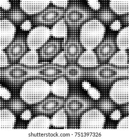Spotted black and white grunge vector line background. Abstract halftone illustration background. Grunge grid polka dot background pattern