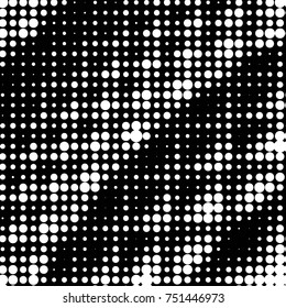 Spotted black and white grunge vector line background. Abstract halftone illustration background. Grunge grid polka dot background pattern