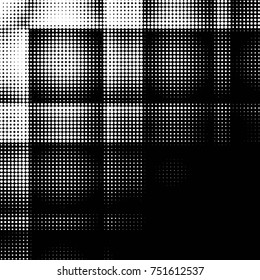 Spotted black and white grunge vector line background. Abstract halftone illustration background. Grunge grid polka dot background pattern