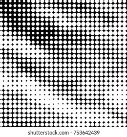 Spotted black and white grunge vector line background. Abstract halftone illustration background. Grunge grid polka dot background pattern
