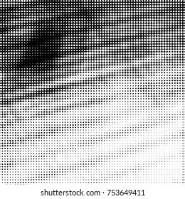 Spotted black and white grunge vector line background. Abstract halftone illustration background. Grunge grid polka dot background pattern
