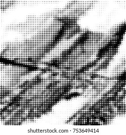 Spotted black and white grunge vector line background. Abstract halftone illustration background. Grunge grid polka dot background pattern
