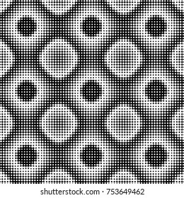 Spotted black and white grunge vector line background. Abstract halftone illustration background. Grunge grid polka dot background pattern
