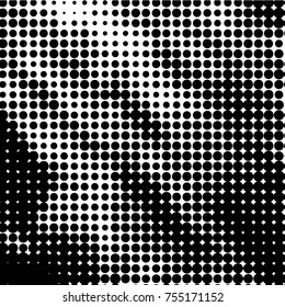 Spotted black and white grunge vector line background. Abstract halftone illustration background. Grunge grid polka dot background pattern
