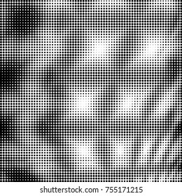 Spotted black and white grunge vector line background. Abstract halftone illustration background. Grunge grid polka dot background pattern