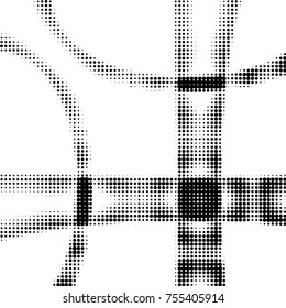 Spotted black and white grunge vector line background. Abstract halftone illustration background. Grunge grid polka dot background pattern